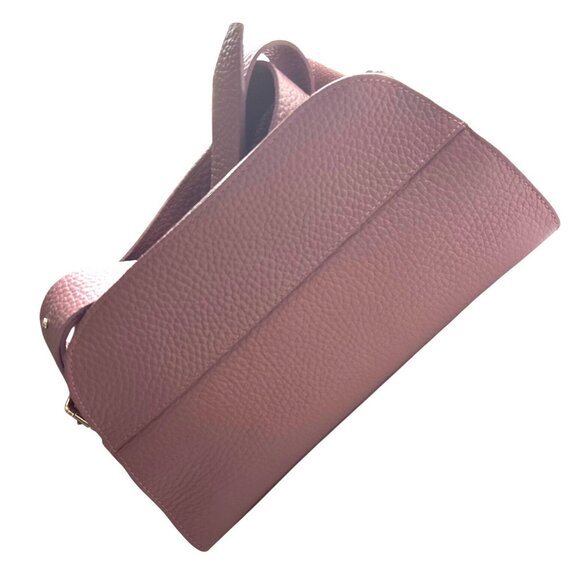 Anna Paola Handbag NEW Mauve Italian Pink Leather Adjustable Strap Gold Hardware - Picture 6 of 7